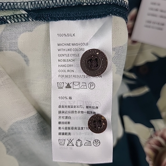 Luxstitch Men's Silk Hawaiian Short Sleeve Button-Down Beach Shirt Green Sz XL - Picture 6 of 7